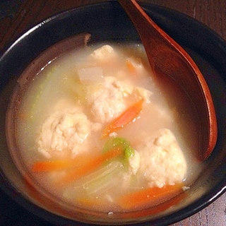 タラと豆腐のふんわり団子スープ